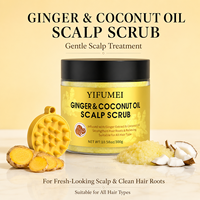 OEM ODM Minyak Jahe Kelapa Scrub Anti-Ketombe Pembersih Mendalam Memperkuat Akar Rambut Melembapkan 300g Label Pribadi Rambut