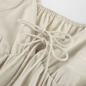 שמלת קיץ לבנה עם שרוולים נפוחים, גזרה בוהו, צווארון לב, שמלת מיני בייבידול, בגדי קיץ לנשים - Product Image 4