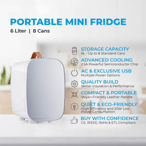 Portable 6L Nouveau Petit Réfrigérateur Dc 12V AC 110/220V <span class=keywords><strong>Porte</strong></span> <span class=keywords><strong>En</strong></span> Verre Mini Réfrigérateur - Product Image 3
