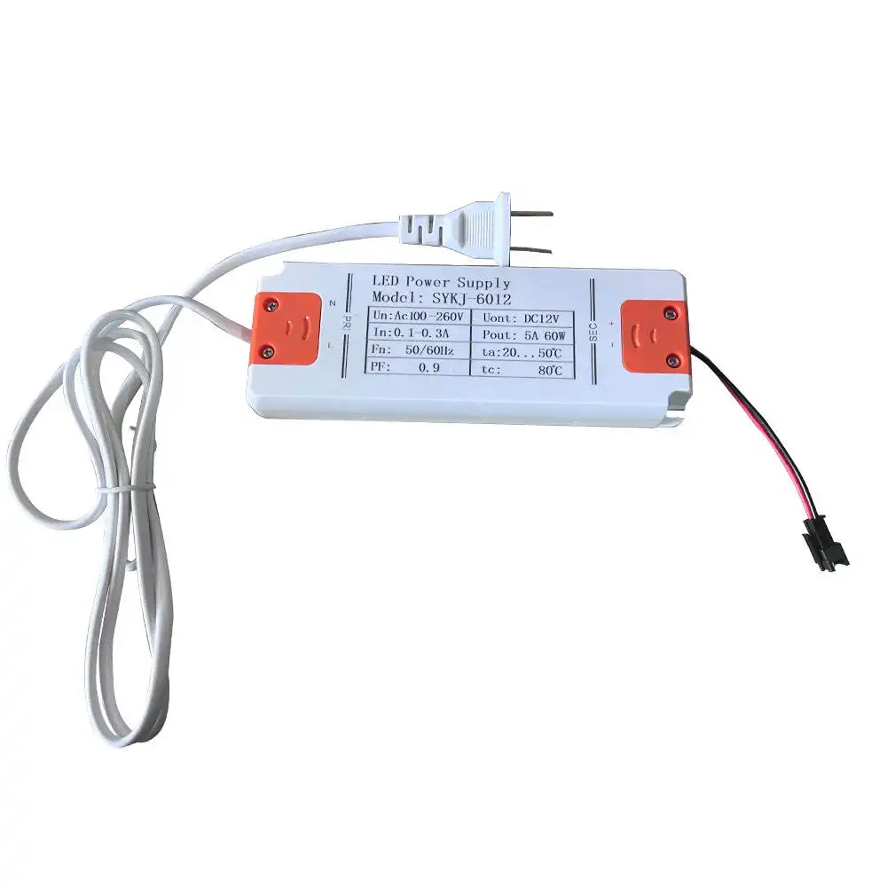 Controlador de luz LED ultradelgada de fábrica, Ac110-260V de 12v/5A 60W, conexión de película antiniebla, controlador de iluminación, fuente de alimentación conmutada, venta al por mayor