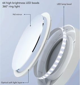 Espejo de Maquillaje Portátil con Pantalla Táctil Regulable, Espejo de Viaje de Mano con Brillo Ajustable y Luces - Product Image 2