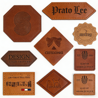Accessoires de portefeuille en cuir synthétique personnalisés avec logo privé, étiquette en PU pour vêtements, sacs, chaussures