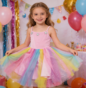 HAOLAN Gonne per Bambine 10-14 Anni in Pizzo Tinta Unita Chiffon Midi Senza Maniche con Volant sulle Spalle Linea ad A Vita Naturale Estive TV/Cinema - Product Image 2