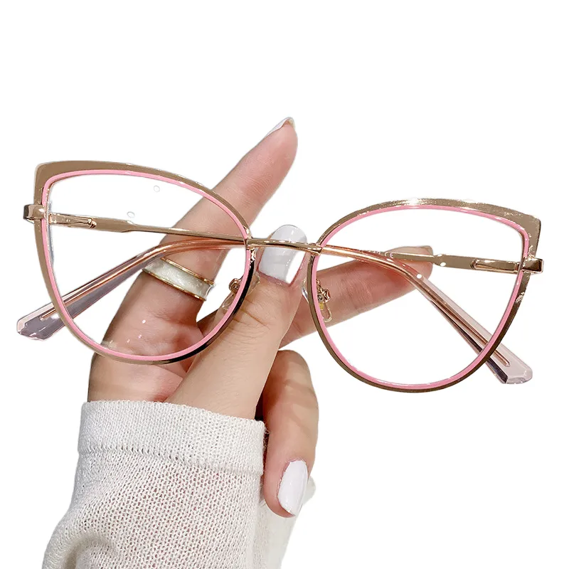 8327 Anti blue Light Cat Eye Glasses Fashionable Metal Optical Computer Glasses Frame Wholesale Eyeglasses Woman Eyewear