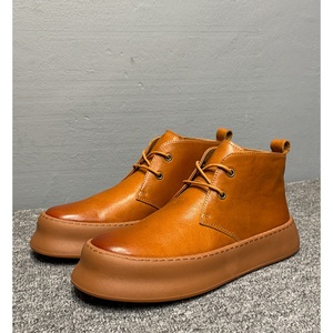 รองเท้าบูทกีฬากลางแจ้งสำหรับผู้ชาย ดีไซน์ย้อนยุคทันสมัย ​​รองเท้าบูทหนังแบบผูกเชือกสำหรับการสังสรรค์และงานปาร์ตี้ รองเท้าบูทหุ้มข้อคุณภาพสูง - Product Image 6