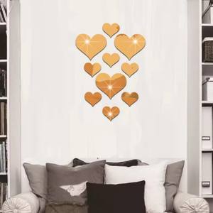 Juego de 10 Adhesivos Decorativos de Pared con Forma de Corazón de Animal, Acrílicos, Resistentes al Agua, Ecológicos, Espejo Mural 3D, Adhesivo Simple para Decoración DIY - Product Image 4