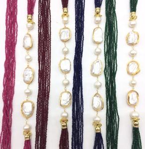 Kesim boncuk doğal barok İnci doğal taş çok katmanlı abartılı kolye - Product Image 1