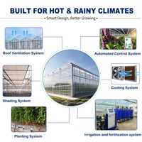Projet clé en main complet : Serre agricole moderne en verre à structure Venlo multi-voûtes avec système d'irrigation automatisé