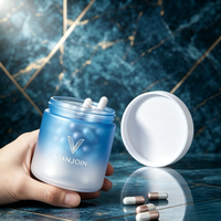 Pot en verre dépoli de 180 ml avec couvercle blanc, conteneur vide premium de 8 oz pour capsules, vitamines, soins de la peau et compléments alimentaires