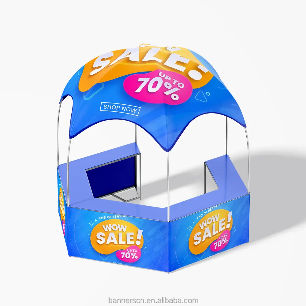 3X3M Luar Ruangan Stan Tenda Tenda Segi Enam Promosi Kios Dome Counter Tenda
