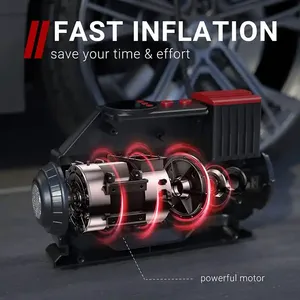 <span class=keywords><strong>ACDC</strong></span> Mini compresseur d'air électrique à main 12V/240V Gonfleur de pneu avec moniteur de pression des pneus Lumière LED pour voitures - Product Image 5