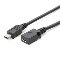 Câble adaptateur Mini USB mâle vers Micro USB femelle à 5 broches avec blindage de tresse de veste en PVC pour une utilisation sur ordinateur