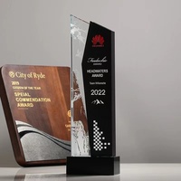Trophée en marbre éco-responsable, trophée en cristal personnalisé de nouvelle forme avec gravure intérieure, noir et argent, récompense commémorative pour les cadres d'entreprise