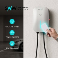 Cargador de Pared para Vehículos Eléctricos SINOWAVE de 22 kW y 32 A, Color Rojo CEE con Enchufe Tipo 2 AC a través de la Aplicación Tuya, Nuevo