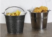 Vente en gros directe d'usine, seaux à glace vintage en métal galvanisé, mini seaux à chips argentés à double paroi avec poignée