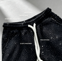 Shorts en coton extensible pour homme, décorés de strass, taille élastique avec cordon de serrage, coupe ample, pour le quotidien, personnalisation disponible