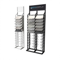 Présentoir simple et personnalisable en métal pour carreaux, sur pied, multi-niveaux, avec crochets, pour échantillons de céramique et pierre, pour le bâtiment