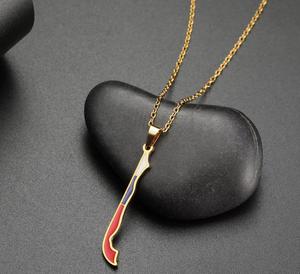 Vente en gros de colliers émaillés pendentif carte drapeau du Chili pour femmes et hommes en acier inoxydable bijoux de charme patriotique de la république du Chili cadeau - Product Image 3