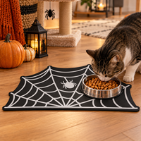 Tapis d'alimentation pour animaux de compagnie en silicone à double compartiment, antidérapant, imperméable, résistant aux déversements, motif animal