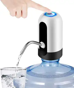 Dispensador de botellas de agua de 5 galones, bomba de botella de agua con carga USB, bomba dispensadora de agua portátil para acampar (blanco)