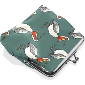 Monedero de piel sintética pelícanos verdes personalizado para mujer, monedero con cremallera y cierre apretado, tarjetero divertido para niñas - Product Image 3