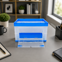 Boîte de rangement pliable en plastique transparente pour la maison, organisateur mural, empilable, pour coffre de voiture, armoire, bac de rangement, direct usine