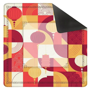 Alfombrilla de Mahjong geométrica de Año Nuevo chino, tablero reductor de ruido antideslizante de 31,5x31,5 pulgadas para Novedades de fiesta de dominó de póquer - Product Image 1