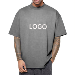 T-shirt surdimensionné personnalisé pour homme, coupe carrée, 250 g/m², en coton épais lavé, fabricant de t-shirts vintage vierges - Product Image 1
