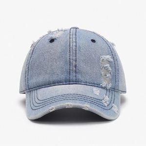Casquette de baseball rétro délavée en jean bleu noir vieilli à 6 panneaux avec logo brodé personnalisé pour homme - Product Image 2