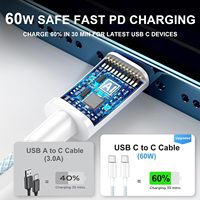 Haute qualité 60w 100W Usb C type-c à Pd charge rapide câble de données Usb 3A type C câble chargeur de câble de charge rapide pour Iphone15