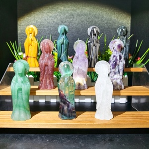 Productos de Sanación Espiritual al por Mayor, Artesanías de Cristal Natural, Estatua de Cristal de Guan Yin para Adorno Energético de Feng Shui - Product Image 1