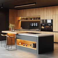 Meuble de cuisine mural modulaire moderne avec rangement, panier coulissant à charnière, protection murale, construction en MDF, finition acrylique, glissières de tiroir