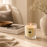 Bougie parfumée miniature en verre OEM ODM à marque privée, bougie personnalisée en cire de soja avec boîte cadeau pour les marques de parfums d'intérieur