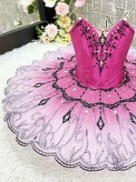 AL-T0962 Tutu de ballet fuchsia de luxe, costume de danse professionnel, broderie perlée à la main, tutu pancake pour la danse scénique adulte