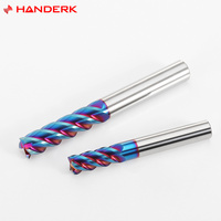 HANDERK Hrc65 Fresa de 4 flautas Juego de fresas de carburo de tungsteno de ángulo de hélice de 45 grados para herramienta de corte CNC