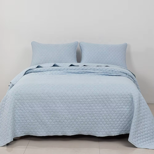 Juego de Manta Acolchada Ligera de Microfibra para <span class=keywords><strong>Verano</strong></span>, 90 g/m², Prelavada, Transpirable, para Habitación con Aire Acondicionado, Textura de Diamante Ondulado - Product Image 2