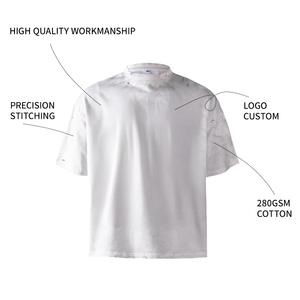 Camiseta de punto de algodón 100% de alta calidad, oversize, cuello alto, lavado sólido, ecológica, de peso pesado, corte holgado, con estampado DTG personalizado - Product Image 2