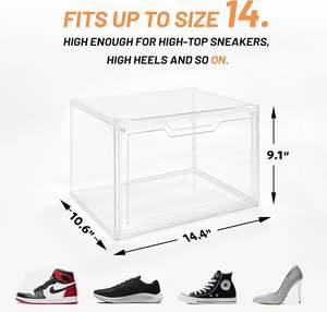 Injection Molded PET Acrylic Fold Magnetic Side Open Custom Organizer Case Giant Transparent <b>Clear</b> Sneaker Shoe Storage <b>Display</b> - Product Image 2