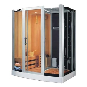 Salle <span class=keywords><strong>de</strong></span> sauna électrique moderne <span class=keywords><strong>de</strong></span> luxe, style Dubaï, en <span class=keywords><strong>bois</strong></span> <span class=keywords><strong>de</strong></span> pin massif blanc, combinaison <span class=keywords><strong>de</strong></span> douche infrarouge et vapeur humide - Product Image 1