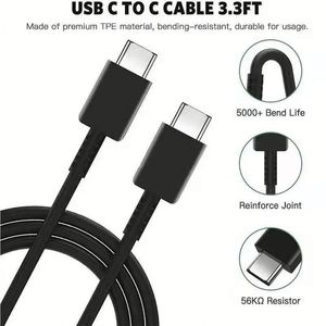 Wholesale Price <b>USB</b>-C 25W <b>Charging</b> and Data <b>Cable</b> Fast 45W 5A Foil Shielded Type C to Type C <b>Cable</b> for S21 S20 Note10 Phone - Product Image 2