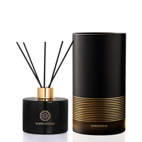 Vide 200ml Rond Plat Forme Noir Diffuseur Conteneurs Reed Diffuseur Parfum Bouteille En Verre