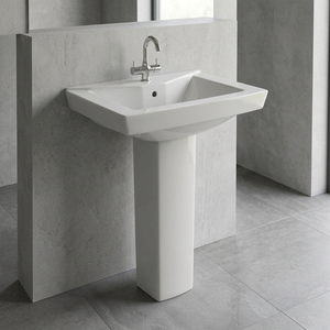 Wash Basin Pedestal Ceramic Bathroom Sanitary Ware Single Piece Hand Washing Sink With Water Mixer - Product Image 3