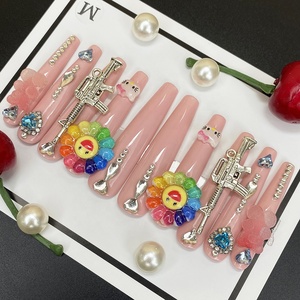 <span class=keywords><strong>Uñas</strong></span> de Gel Pintadas a Mano con Diseño 3D, de Lujo, Acrílicas, para Salón, 10 Piezas, Talladas, Venta al Por Mayor - Product Image 4