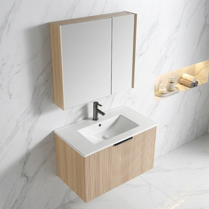 Mueble de Baño de Pared de Lujo con Diseño en Relieve, Mueble de Baño Rectangular de PVC - Product Image 1