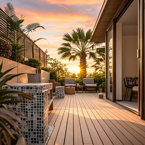 Châu Âu hiện đại chống trượt dập nổi hạt gỗ ngoài trời decking gạch WPC Terrace tầng boong - Product Image 1