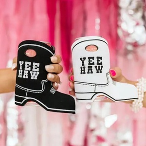 12 ounce neopreen koozies, opvouwbare flesbeschermer, isolatiehoes, cowboy-laarsvormige koozies voor bier, schuim, 12oz blikjes/flessen - Product Image 3