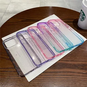 colourful gradient bumper acrylic phone case for iphone 11 12 13,for iphone 14 plus cases bulk clear