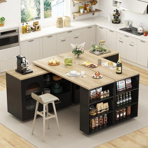 Îlot de <span class=keywords><strong>cuisine</strong></span> mobile moderne avec roulettes Armoire de <span class=keywords><strong>cuisine</strong></span> pivotante à 360 ° avec tiroir et étagères pour salle à manger Maison Bar <span class=keywords><strong>Cuisine</strong></span> - Product Image 5