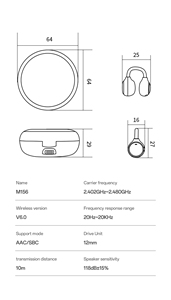 Auriculares Inalámbricos M156 con Clip para Oreja, Color Degradado, Espejo <span class=keywords><strong>de</strong></span> Maquillaje Incorporado, Pantalla LED, Deportivos, Conducción Ósea, Bluetooth - Product Image 6