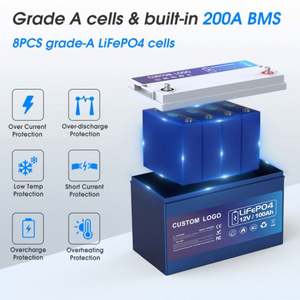 Изготовленный на заказ Lifepo4 100Ah 12 В твердотельный Аккумулятор 6000 + циклы для домашнего хранения энергии тележки для гольфа Diy батарейный блок - Product Image 5